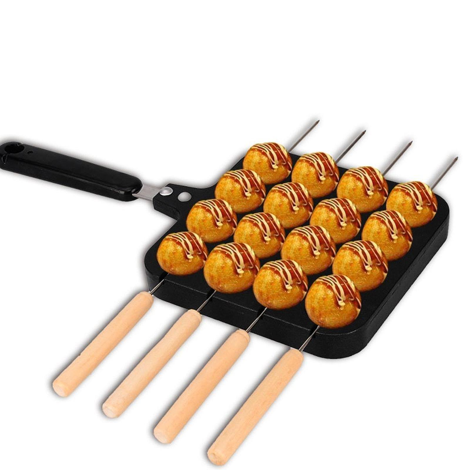 Takoyaki Grill Plate - Сковорода для такояки с вилками, антипригарная,